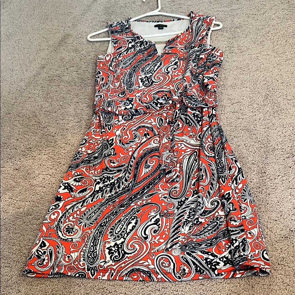 Ann Taylor Pink and Black V-Neck Sundress